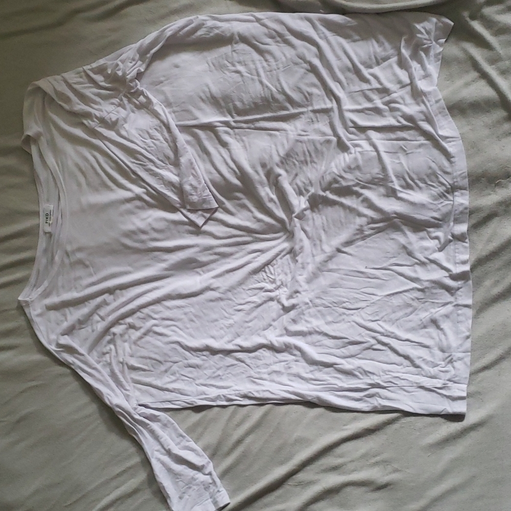Long Sleeve Piko Top - White size S